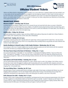 UMaine Student Ticket Info 2023-24 | Collins Center for the Arts